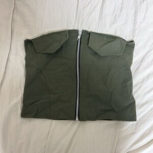 Army green strapless top